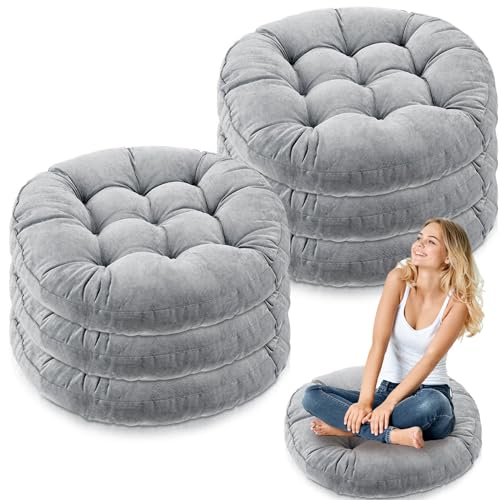Jerify Floor Pillow Cushions Large Round Square Large Meditation Floor Pillow for Classroom Adult Meditation Picnic Party Seating Learning Daycare School(Round,Light Gray,6 Pcs) - color: Light Gray, size: Round