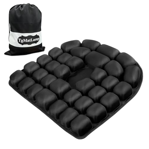 Travel Seat Cushion, Comfortable 3D Inflatable Seat Cushion for Hemorrhoid and Tailbone Pain Relief, Optimal Support for Long Sitting in Car, Air Travel, Office Chairs Etc (Black, 16" x18")