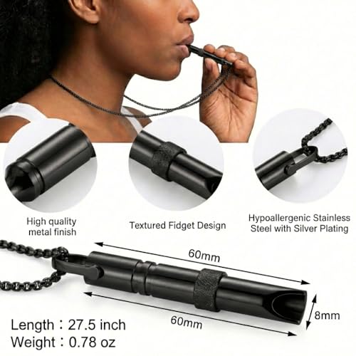 Breathing Easy Necklace, Mindfulness Breathing Stainless Steel Pendant for Stress Relief, Anxiety Management & Smoking Cessation Aid, Intricate Engraving for Men Women - color: Rotating Fidget Ring-Black