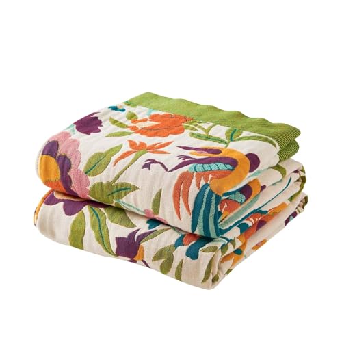 Boho Throw Blanket for Bed, 100% Cotton Soft Rustic Quilt Fall Blanket, 60"x80" Floral Printed Farmhouse Decor Bed Blankets, All Season Rustic Reversible Bohemian Throw Quilt - color: H-boho Floral Throw, size: 60x80 Inch