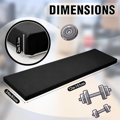 Lyrow 2 Inch 72"x24" Thick Foldable Yoga Mat with Carry Strap, Non-slip Portable Foam Gym Mat for Yoga, Pilates and Stretching - color: Black