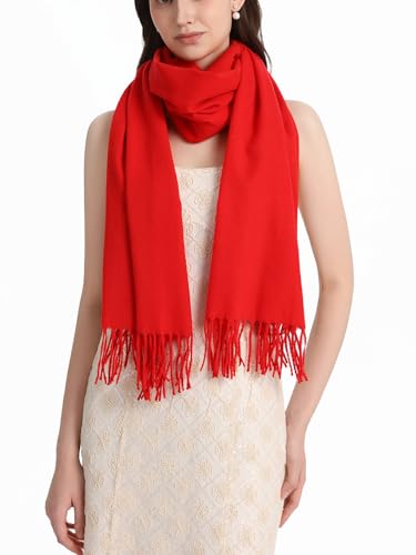 Pashmina Shawl and Wraps for Evening Dresses Resemble Cashmere Scarf for Women Wedding Winter Warm Shawls - color: Red