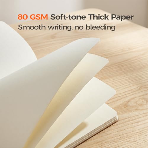 5 Pack Blank Kraft Notebooks A5, Unlined Composition Journals, 80gsm Paper, 60 Pages, 8.3x5.5 Inches, Softcover Sketch Writing Notebooks for School Office Artists Students