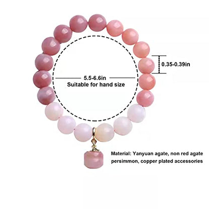 Natural Jade Bracelet for Women Gradient Green Jade Bead Elastic Bracelet, Suitable for Christmas, Thanksgiving - color: pink