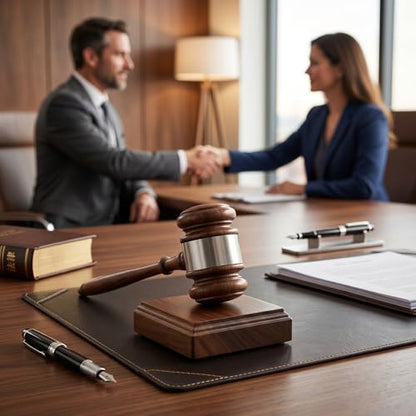 Wooden Walnut Gavel w/Square Sound Block (Silver Band)