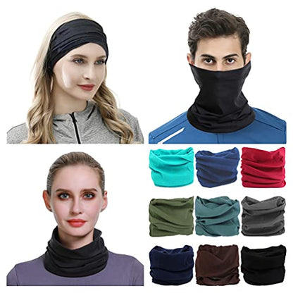 Headband Neck Gaiter Head Wrap Headwear Face Mask Magic Scarf Bandana for Men and Women - color: 9pc.solid Color Series.2