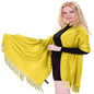 CJ Apparel Solid Color Tassels Design Nepalese Shawl Scarf Wrap Stole Throw Head Wrap Pashmina Gift Hand Made in Nepal New - color: Yellow