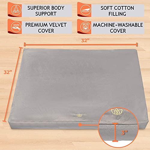 Florensi Yoga & Meditation Bundle | Grey Zabuton Meditation Mat, Grey Meditation Cushion & Yoga Wheel 3 Pack