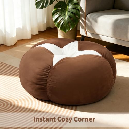 Extra Large Shiitake Mushroom Floor Cushion Pillow – Plush Floor Cushion for Sitting & Activities, for Reading, Gaming, Meditation & Home Decor – Cute Round Plush Chair Cushion.60cm/23.6Inch - style: Shiitake