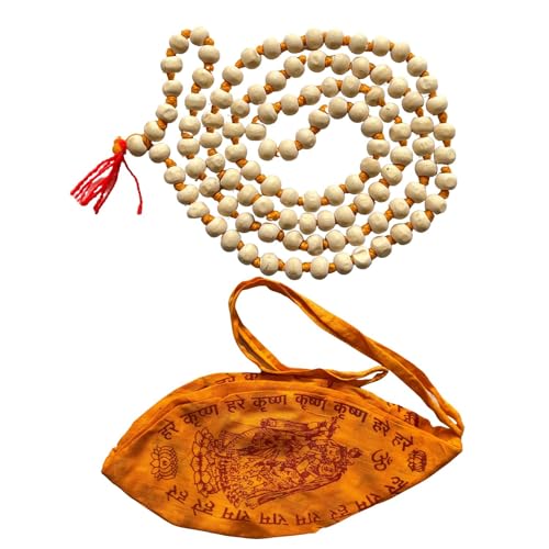 NAISHA Original Gaumukhi Japa Mala Bag Bead Mala/Necklace,Handmade Religious Japa/Meditation Mala/Vashikaran Attraction and Devi Siddhi 108 beads - color: Basil Mala + Bag, style: Basil Mala + Bag