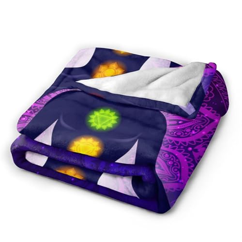 Seven Chakra Yoga Meditation Lotus Purple Mandala Blanket Throw Blanket Ultra-Soft Cozy Micro Fleece Blanket for Sofa, Bed & Travel Use-All Seasons Suitable 50"X40" Inch - color: 3, size: 50"x40"