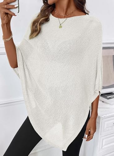SHEWIN Womens Sheer Knit Poncho Crochet Summer Tops See Through Mesh Spring Sweaters Beach Cover Ups for Women 2026