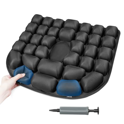 Inflatable Seat Cushion - Portable Travel Cushion for Airplane, Office & Camping - Adjustable Support with Pressure Dispersion to Prevent Discomfort & Bedsore