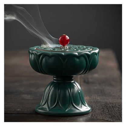 Antique Ceramic Plate Zen Lotus Office Chinese Style Ornaments Waterfall Stand - color: A