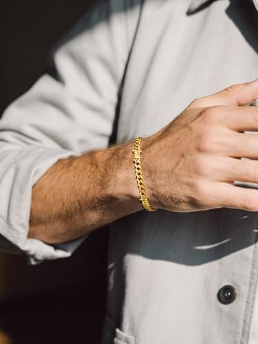Bandmax Barbed Wire Chain Bracelets for Men Women Stainless Steel/Black/Gold Thorn Cuban Link Bracelet Adjustable Punk Emo Style Jewelry Gift - color: 06 5MM-Gold Plated