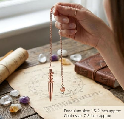 Copper Metal Light Weight Solid Cone Point Pendulum Healing Dowsing Reiki Pendulum for Divination and Meditation Copper Pendulum - color: Light Weight Cone Copper Metal Pendulum