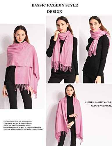 Pashmina Shawl Women Winter Scarf Warm Wedding Wraps Ladies Scarves for Evening Dresses - color: Dusty Pink