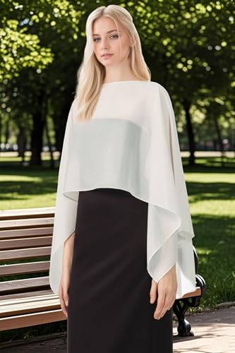 Coucoland Shawl Wraps for Women Sheer Chiffon Shawl Elegant Soft Wraps for Evening Dress Wedding Party - color: Ivory