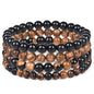 4PCS Wooden Mens Bracelet Beads,Small Beaded Bracelets For Men And Women Kit,8mm & 6mm Black Wood Beads,Natural Multi-Colored Bead