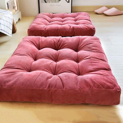 Square Meditation Pillow, Large Floor Pillow Cushion,Solid Thick Tufted Seat Cushion Janpanese Quilted Chair Mat for Balcony Bedroom Tatami Living Room(55x55cm, C) - color: C