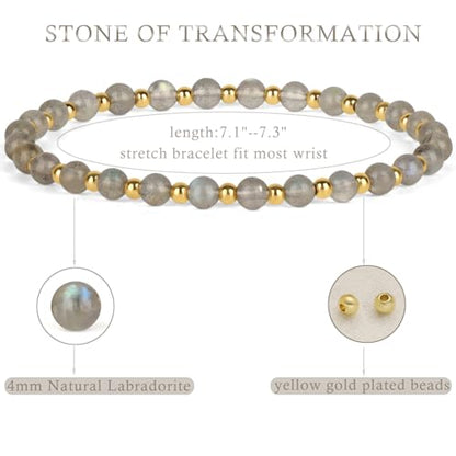 14k gold Handmade Healing Bracelet, Natural Gem Stone Crystal Elastic Gold Bracelet