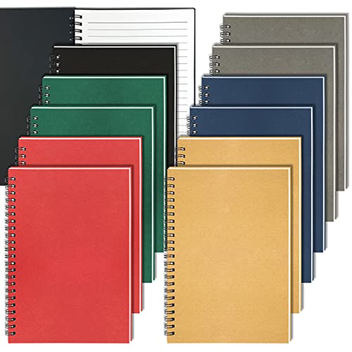 GINMLYDA Small Spiral Notebook 12Pack, 120 College Ruled Lined Pages 5.5 x 8.25 Inches Bulk Spiral Bound A5 Journal Notebooks & Writing Notepads for Work School Home Office Note Taking Journaling