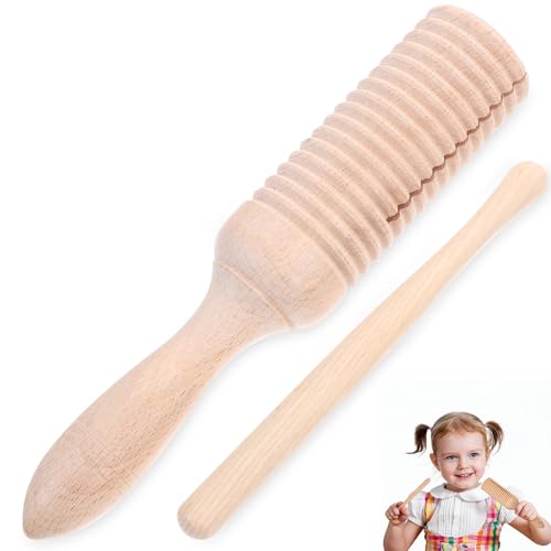 Guiro Instrument 1 Set Wooden Guiro Percussion Instrument Tone Block Musical Instrument Wood Tambourine for Kids and Adults Percussion Baby Musical