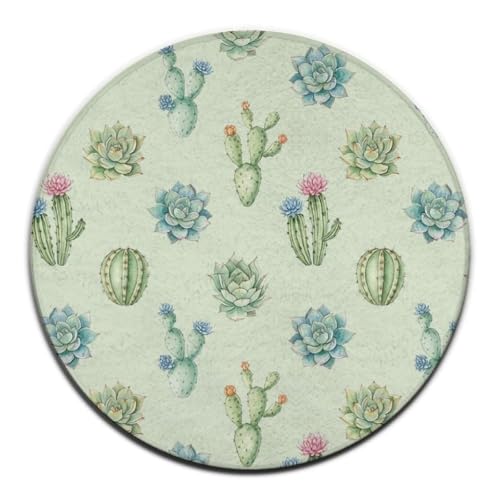 Modern Round Area Rug, Non-Slip Machine Washable Kitchen Office Circle Rug, Room Sofa Yoga Soft Round Carpet Compatible with Cactus and Succulents 36inch(90cm) - color: Color761, size: 36inch(90cm)