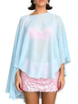 Women Chiffon Cape Shawls and Warps for Evening Dress Wedding Sheer Mesh Flowy Capelets Top - color: A-blue, size: Large