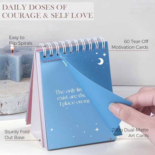 XKDOUS Affirmation Cards for Women, 3.5" x 5.7" 60 Daily Positive Affirmation Cards, Motivational Cards with Miracle Mantras, Birthday Inspirational Friendship Gifts, Desk Decor Gifts