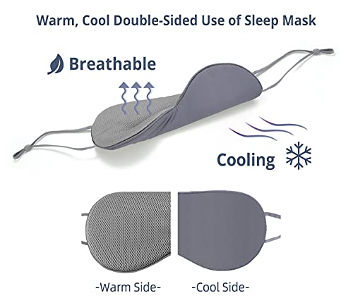 Sleeping Mask 2 Pack, Warm, Cool Double-Sided Use of Sleep Mask, Super Soft Blindfold with Adjustable Strap, Block Out Light, Comfort Sleep Eye Mask for Travel Meditation Nap - color: Dark Gray/Light Gray + Purple/Pink