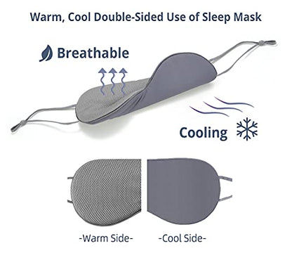 Sleeping Mask 2 Pack, Warm, Cool Double-Sided Use of Sleep Mask, Super Soft Blindfold with Adjustable Strap, Block Out Light, Comfort Sleep Eye Mask for Travel Meditation Nap - color: Dark Gray/Light Gray + Purple/Pink