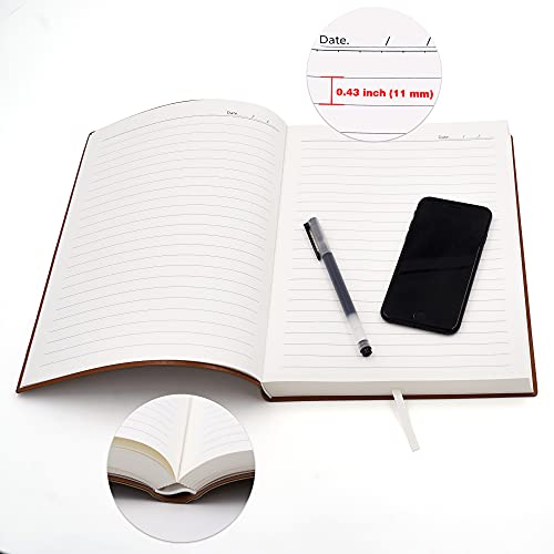 Large Thick Journal Notebook, Lined Papers, A4 8.4x11.4 inches, 416 Pages, Soft Faux Leather Cover (Brown, Ruled) - color: Brown, Ruled, 416Pages