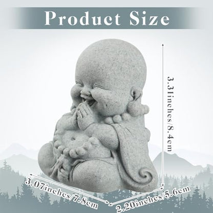 Landical Buddha Sandstone Statues, Zen Monk Praying Statue Sculptures Ornament for Wealth Good Luck Feng Shui Decor Home Office Car Decoration(Prayer Buddha) - style: Prayer Buddha