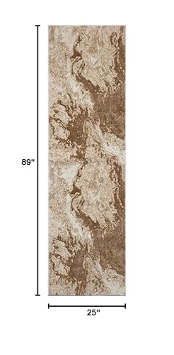 LUXE WEAVERS Marble Swirl Abstract Area Rug, Beige 2x7 - color: Beige, size: 2' x 7' (Rectangular)