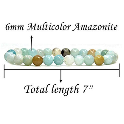 Angelstones Handmade Natural Healing Gemstone 6mm Round Beads Stretch Crystal Bracelet 7 Inch Unisex