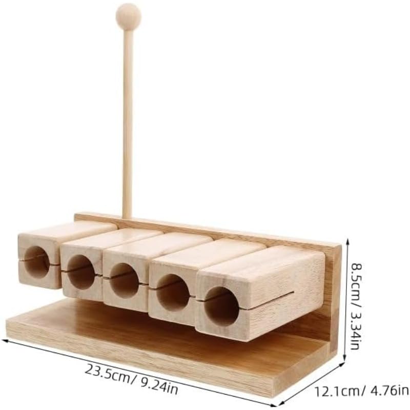 5 Tone Wood Percussion Block with Hammer Maple Rhythm Block Instrument Hand Polished Clear Sound Design for Orff Instruments Yoga Meditation Music Therapy and Rhythm Practice Use