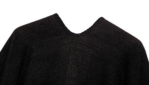 Urban CoCo Women's Color Block Shawl Wrap Open Front Poncho Cape - color: Series 20-black