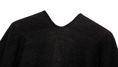Urban CoCo Women's Color Block Shawl Wrap Open Front Poncho Cape - color: Series 20-black