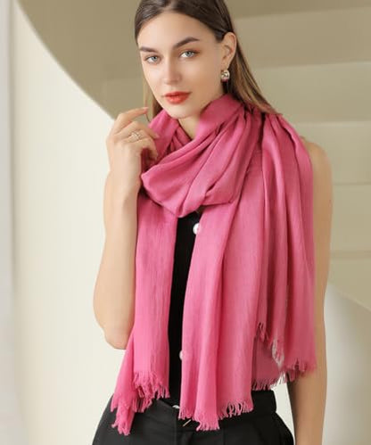 Harewom Lightweight Gauze Linen Feeling Shawl Wraps for Women Beach Summer Scarf for Evening Wedding Dresses - color: Shawl Wraps - Hot Pink