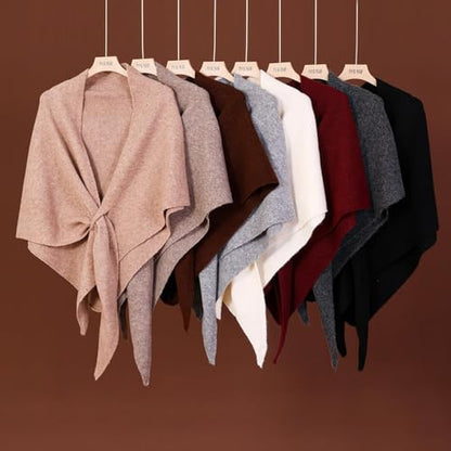 Shawls Wraps Women Triangle Sweater Scarf Warm Wool Blend Pashmina Cape Cold Weather Neck Warmer Winter Fall Accessory - color: Solid-grass-green