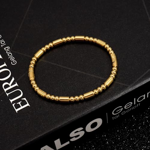 Stainless Steel Bamboo Design Bracelet Titanium Steel Bangle - color: Square Gold