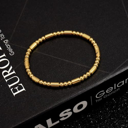 Stainless Steel Bamboo Design Bracelet Titanium Steel Bangle - color: Square Gold