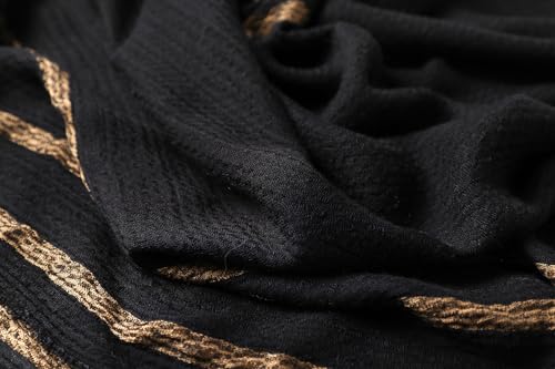 WINCESS.YU Women Gradient Scarf Long Shawls and Wraps Fashion Plain Pashmina Formal Scarf - color: Lx92-black
