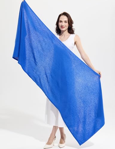 Soft Cashmere Blend Wrap Chic Scarf Stole for Women Wayfarer Travel Extra Large 87"x28" - color: Bright Blue