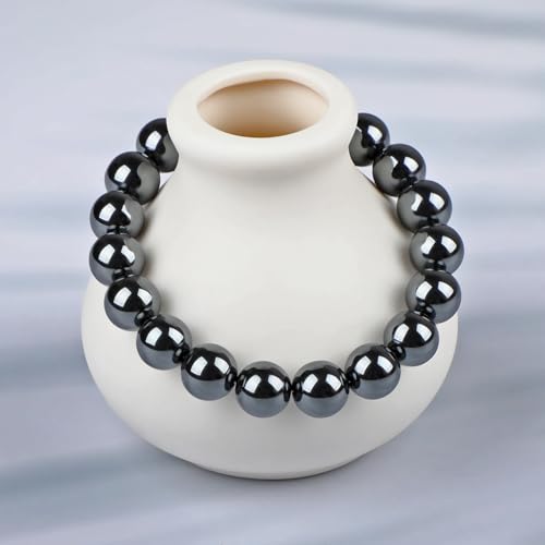 LPBeads Handmade Natural Gemstone Stretch Elastic Bracelet Healing Crystal Round Stone Beads Jewelry Gifts for Women Men - color: Hematite, size: 10mm