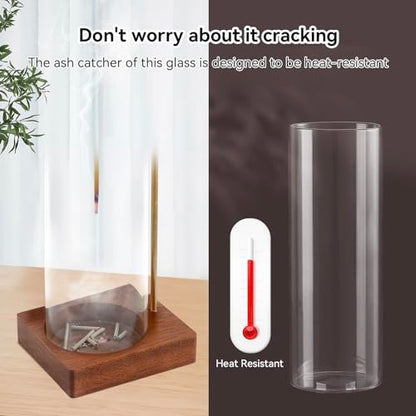 1 Pack Incense Holder for Sticks, Insence-Stick Holder Ash Catcher with Removable Glass [Anti-Ash Flying], Mess-Free Incense Burner Holder, Perfect for Meditation Yoga Relaxation, Home Decor - size: Upside Down Brown