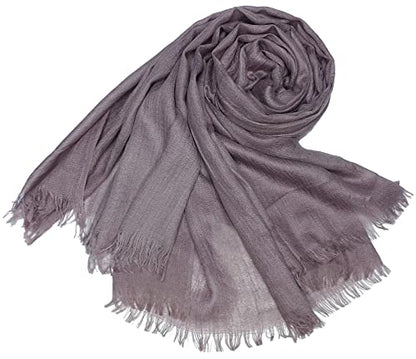 Women Summer Scarfs Lightweight Large Long Gauze Shawl Linen Beach Wrap Plain 75”×43” - color: Mauve