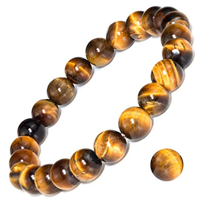 8mm Natural Gemstone Stretch Bracelet, Handmade Unisex Crystal Bracelets for Meditation, Yoga, Spiritual Healing & Positive Energy