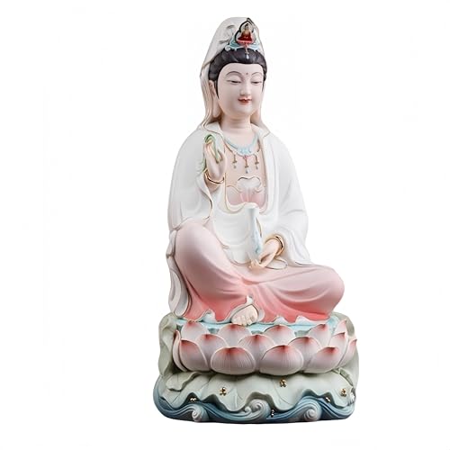 Top Ceramic Guan Yin Statue - Handmade Quan Yin, Kwan Yin, Quan Am, Kuan Yin for Meditation Altar, Female Buddha Statue - Goddess of Mercy and Compassion, Chinese Decor, Chinese Gifts - size: Small